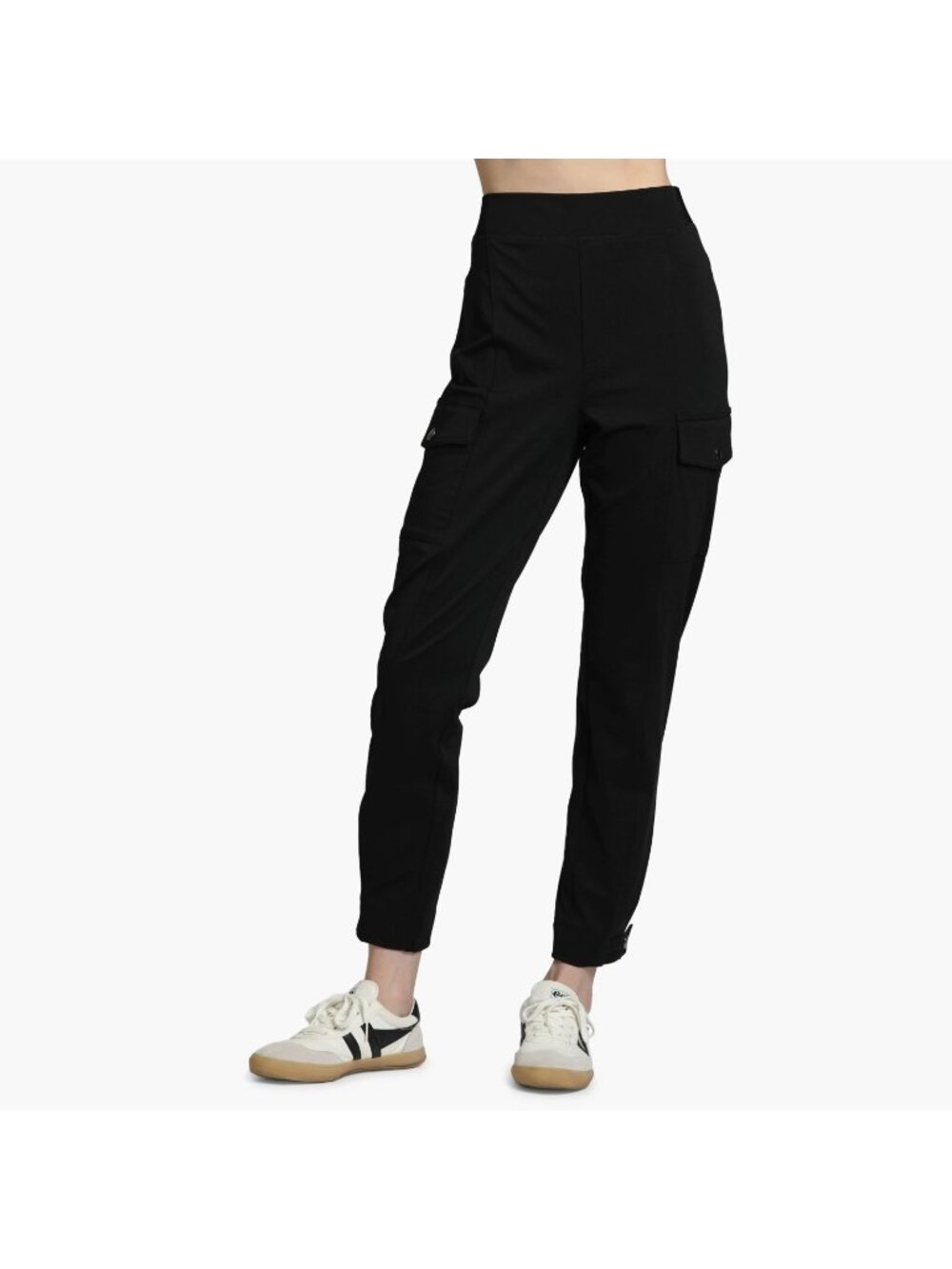 APNY Black High Waist Ponte Cargo Pull On Jogger Pants 6